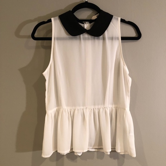 Ya // White Collared Sheer Blouse - Picture 1 of 2